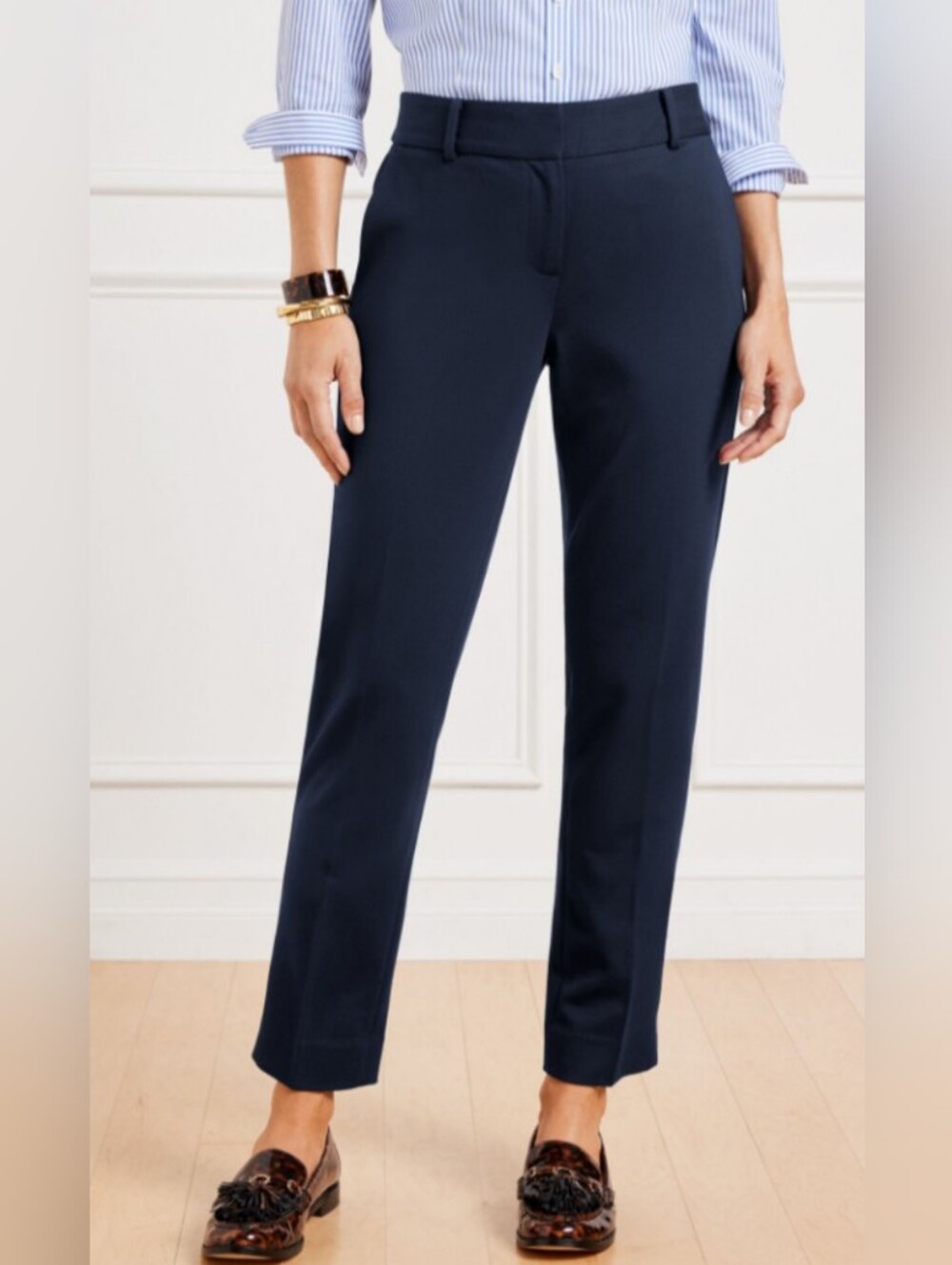 Talbots Navy Cropped Straight-Leg Dress Pants